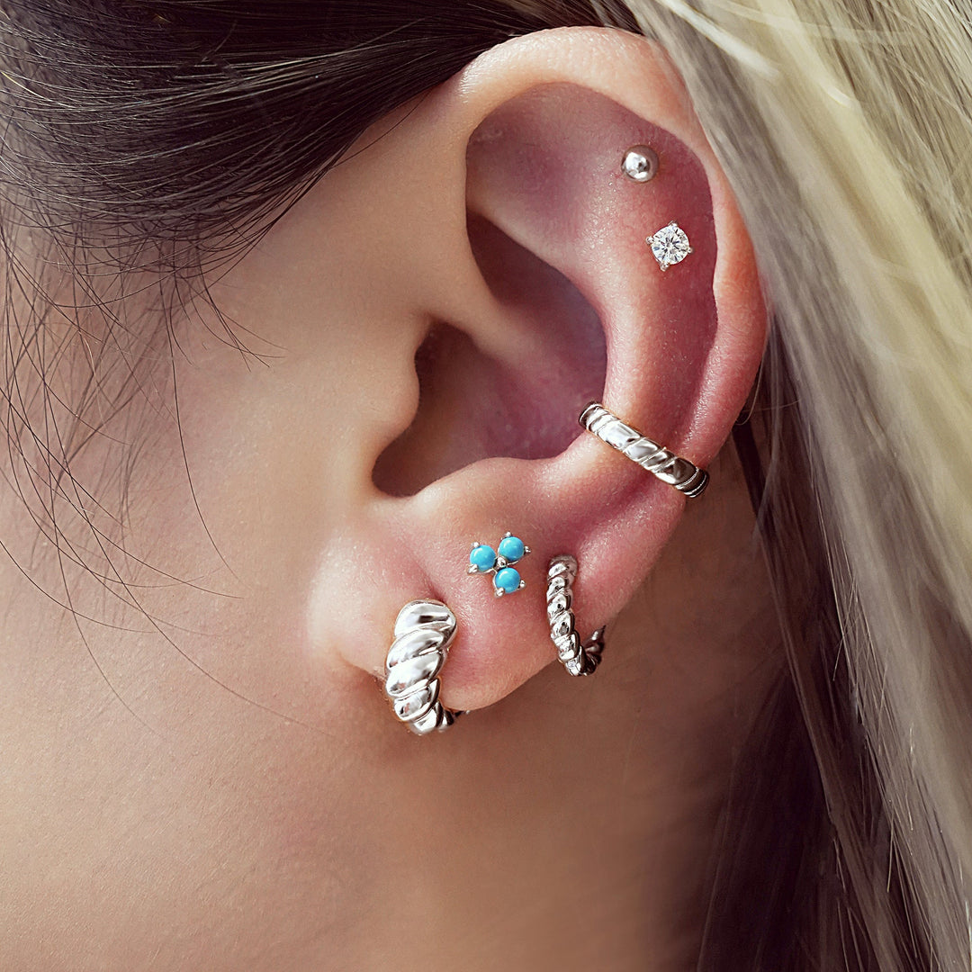 Silver Texture Small Huggie Hoop Earrings | The Jewellery Boutique