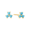 Gold Lab Created Turquoise Lotus Stud Earrings | The Jewellery Boutique