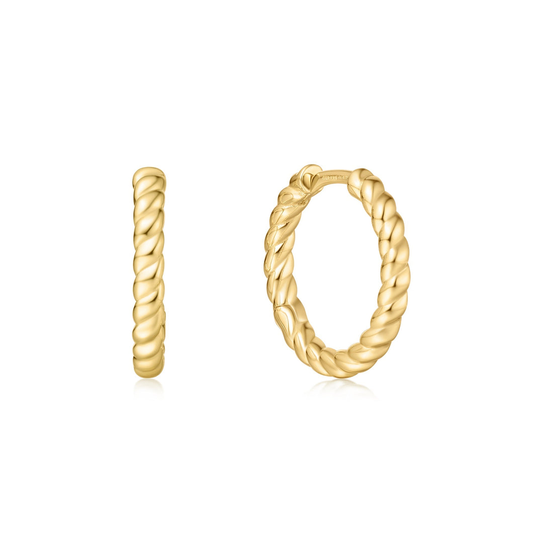 Gold Texture Medium Huggie Hoop Earrings | The Jewellery Boutique