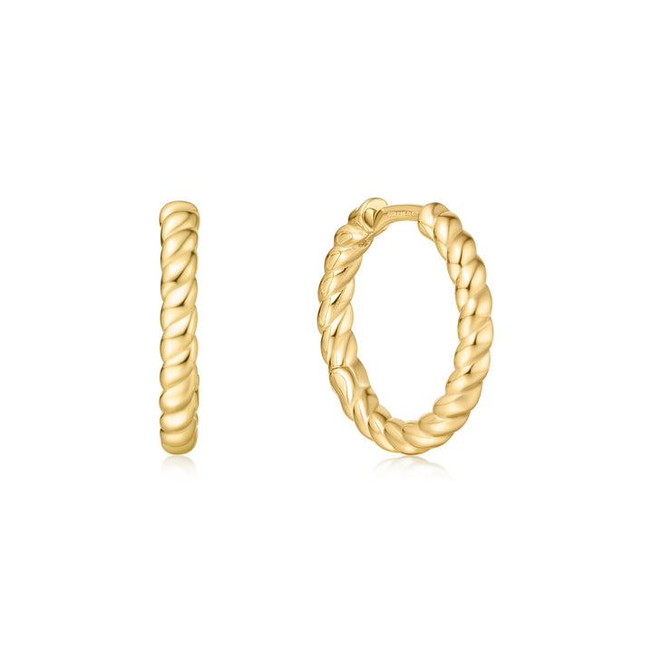 Gold Texture Medium Huggie Hoop Earrings | The Jewellery Boutique