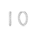 Silver Texture Medium Huggie Hoop Earrings | The Jewellery Boutique