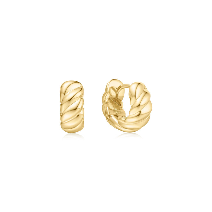 Gold Bold Texture Small Huggie Hoop Earrings | The Jewellery Boutique