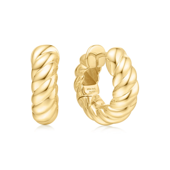 Gold Bold Texture Medium Huggie Hoop Earrings | The Jewellery Boutique