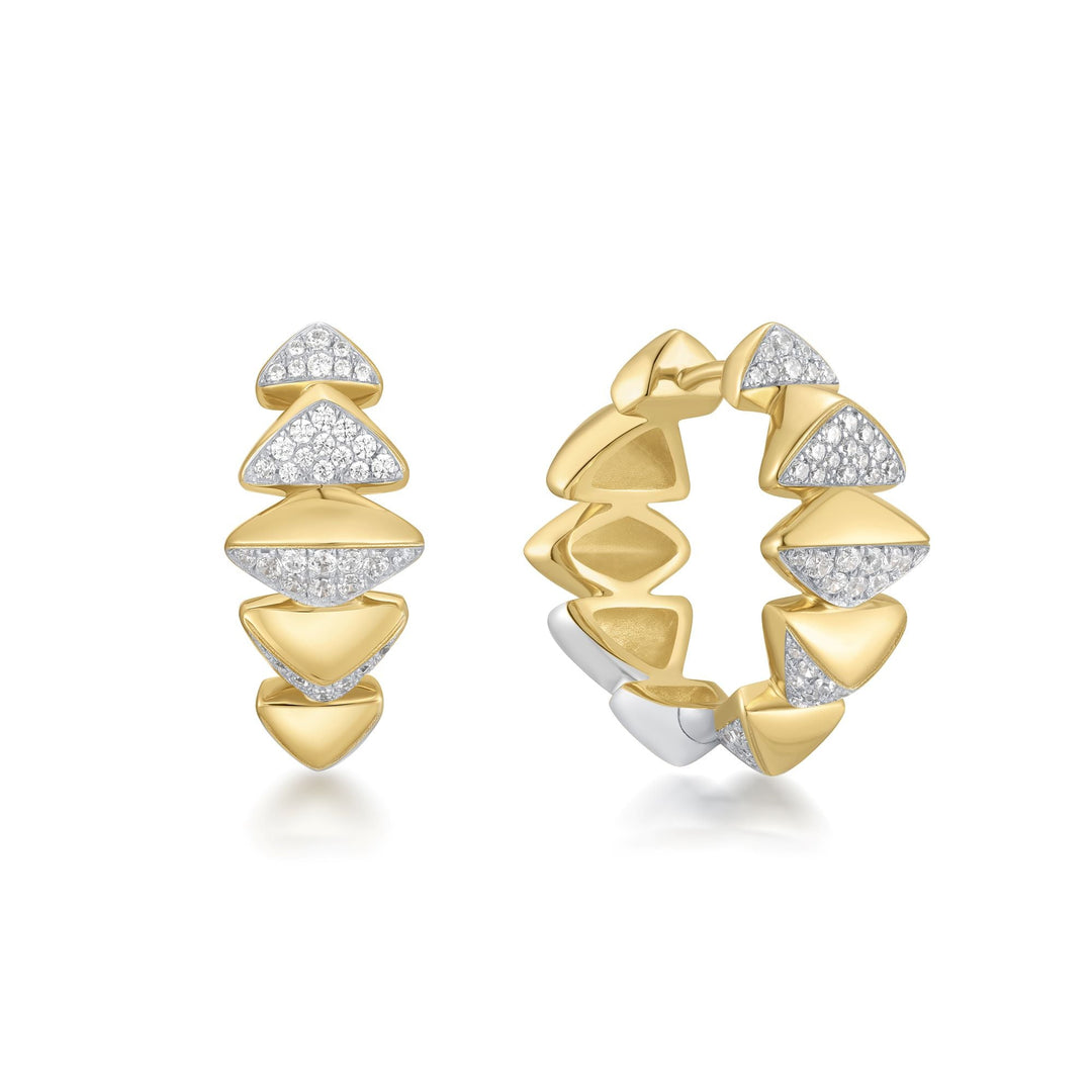 Two-Tone Sparkling Bold Puffy Spike Hoop Earrings