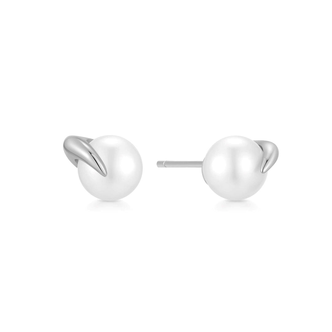 Ania Haie Silver Pearl Claw Stud Earrings