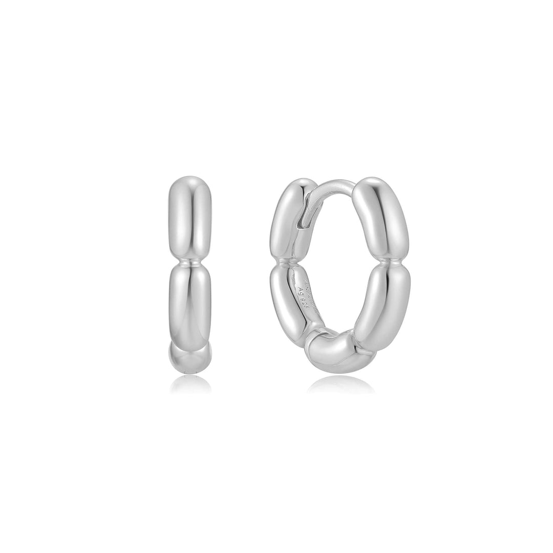 Ania Haie Silver Segmented Puffy Huggie Hoop Earrings