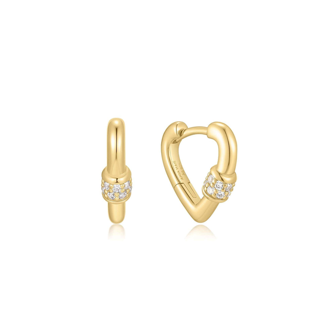 Ania Haie Gold Mini Heart Clasp Huggie Hoop Earrings