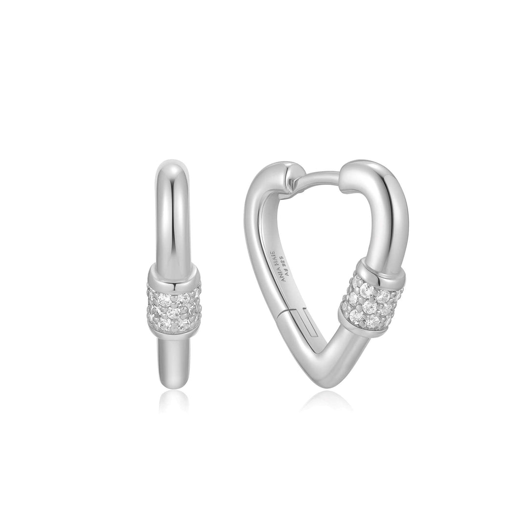 Ania Haie Silver Heart Clasp Huggie Hoop Earrings