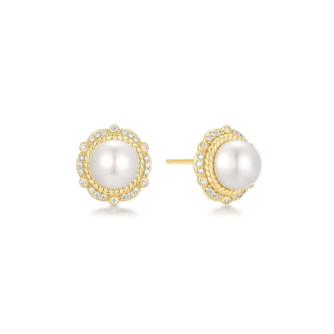 Ania Haie Gold Shell Pearl Bloom Stud Earrings