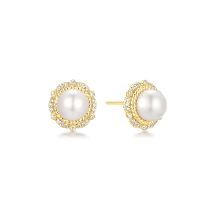 Ania Haie Gold Shell Pearl Bloom Stud Earrings