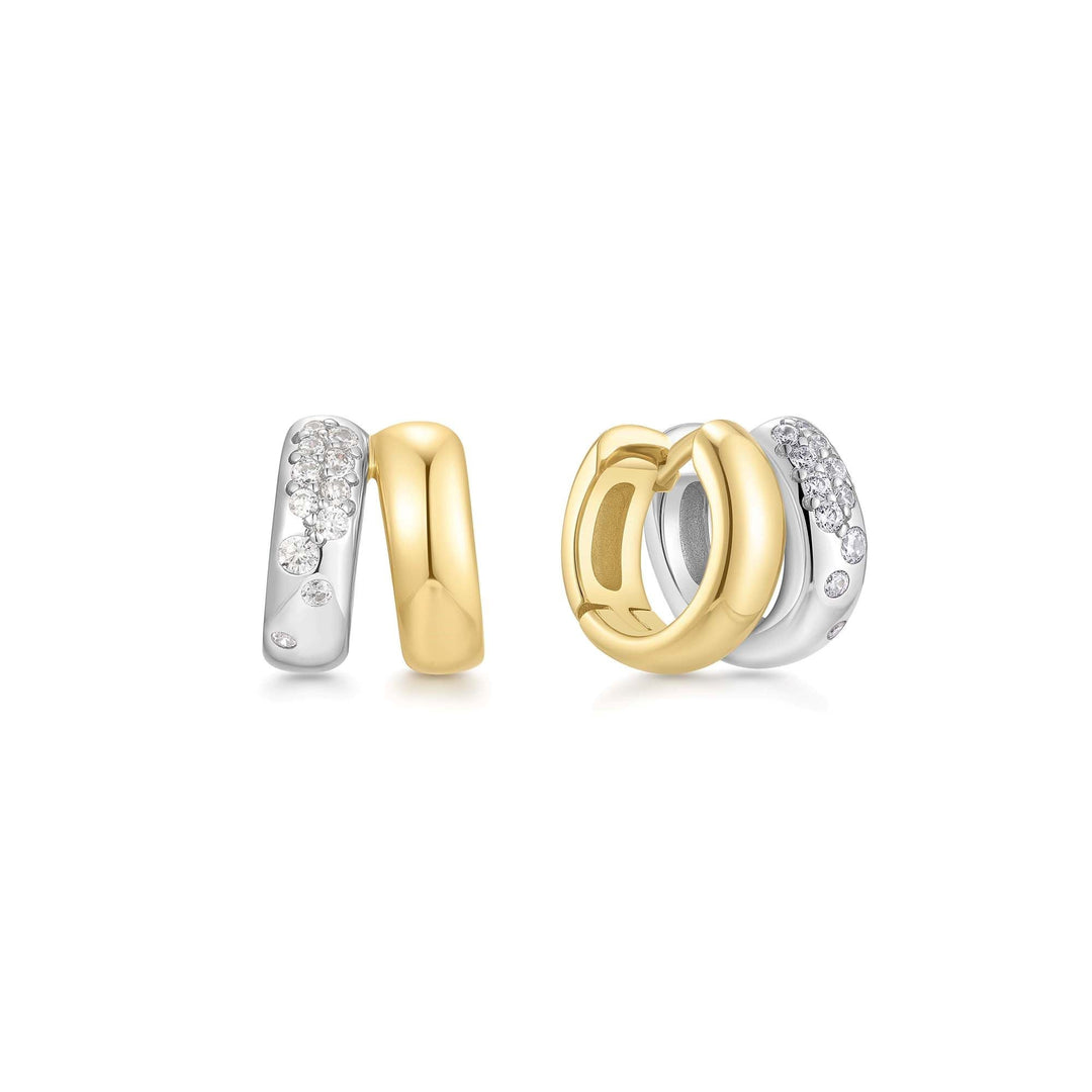 Ania Haie Two-Tone Sparkling Duet Mixed Huggie Hoop Earrings