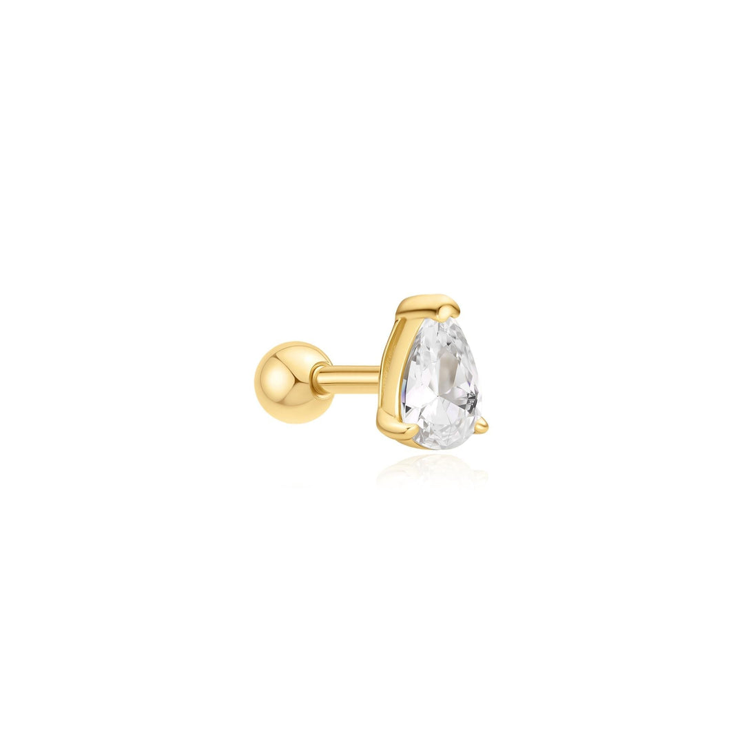 Gold Pear Barbell Single Earring | The Jewellery Boutique Australia