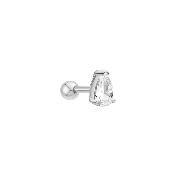 Silver Pear Barbell Single Earring | The Jewellery Boutique Australia