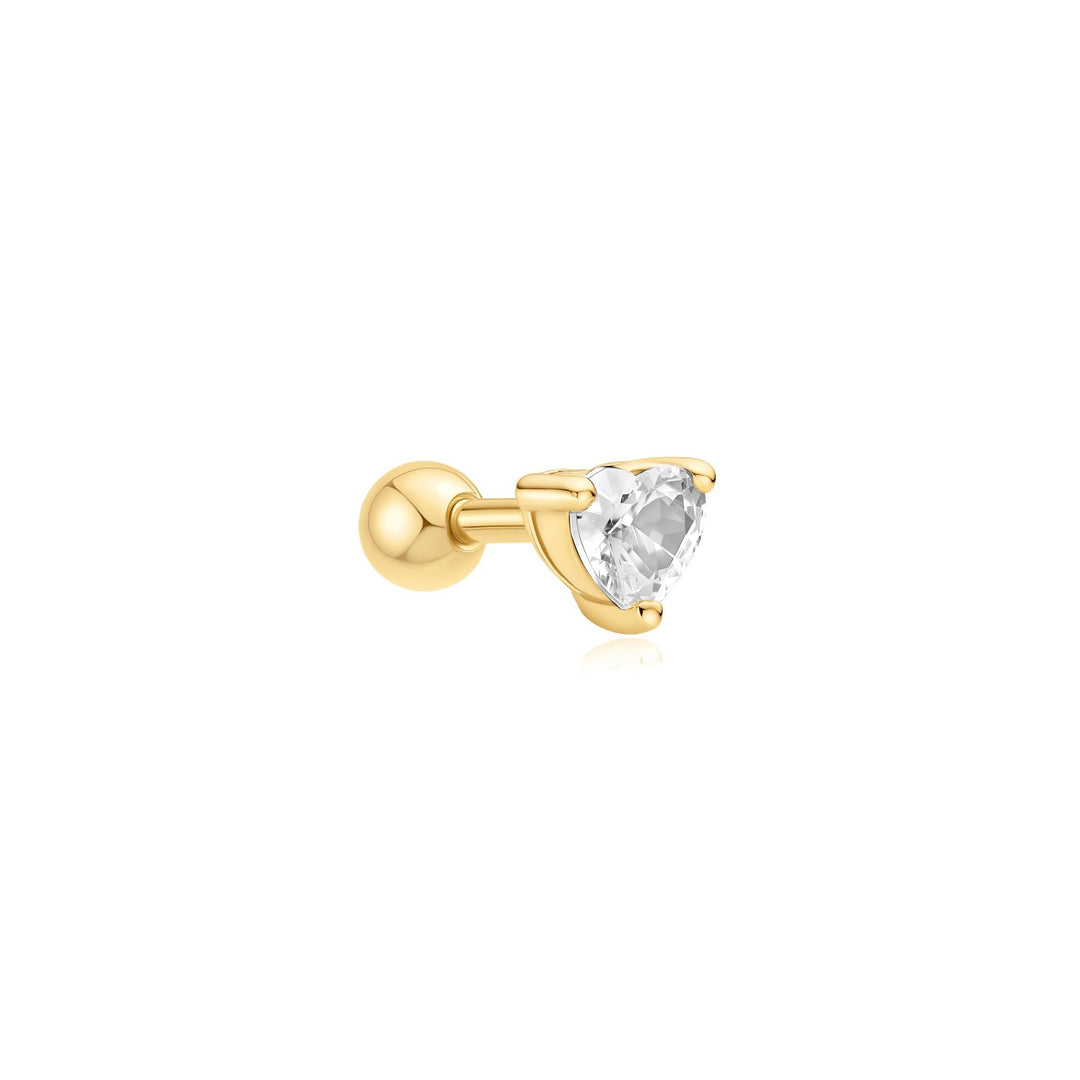 Gold Heart Barbell Single Earring | The Jewellery Boutique Australia