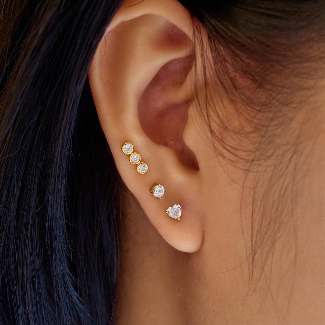 Gold Heart Barbell Single Earring | The Jewellery Boutique Australia