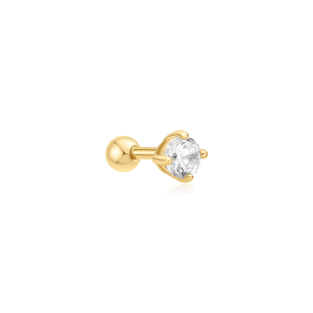 Gold Sparkle Round Barbell Single Earring | The Jewellery Boutique Australia