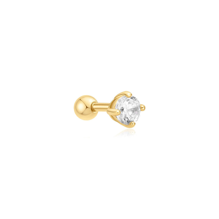 Gold Sparkle Round Barbell Single Earring | The Jewellery Boutique Australia