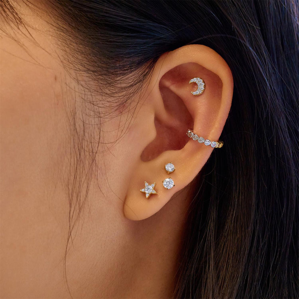 Gold Five-Point Star Barbell Single Earring | The Jewellery Boutique Australia