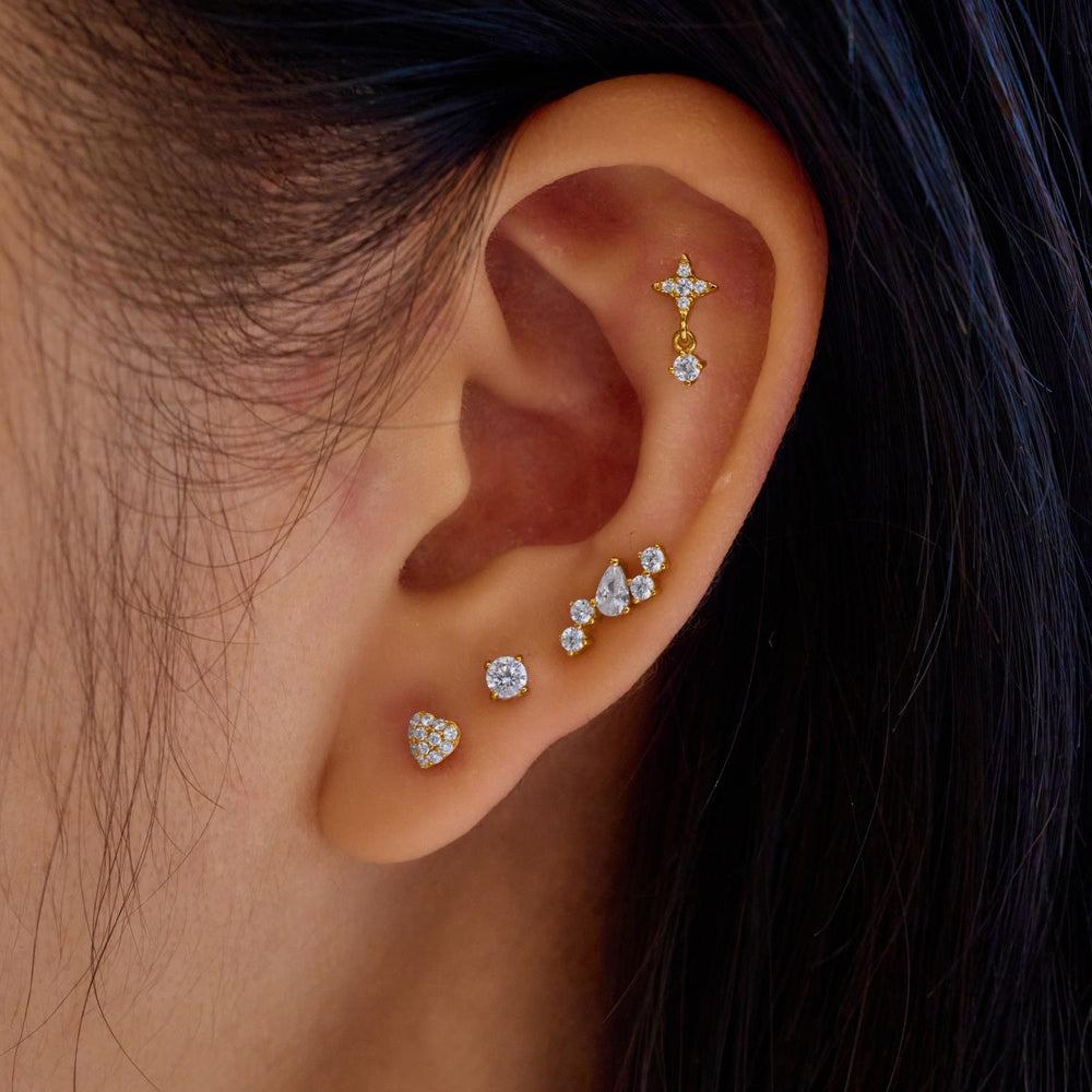 Gold Star Dangle Barbell Single Earring | The Jewellery Boutique Australia