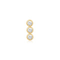 Gold Triple Stone Bezel Barbell Single Earring | The Jewellery Boutique Australia