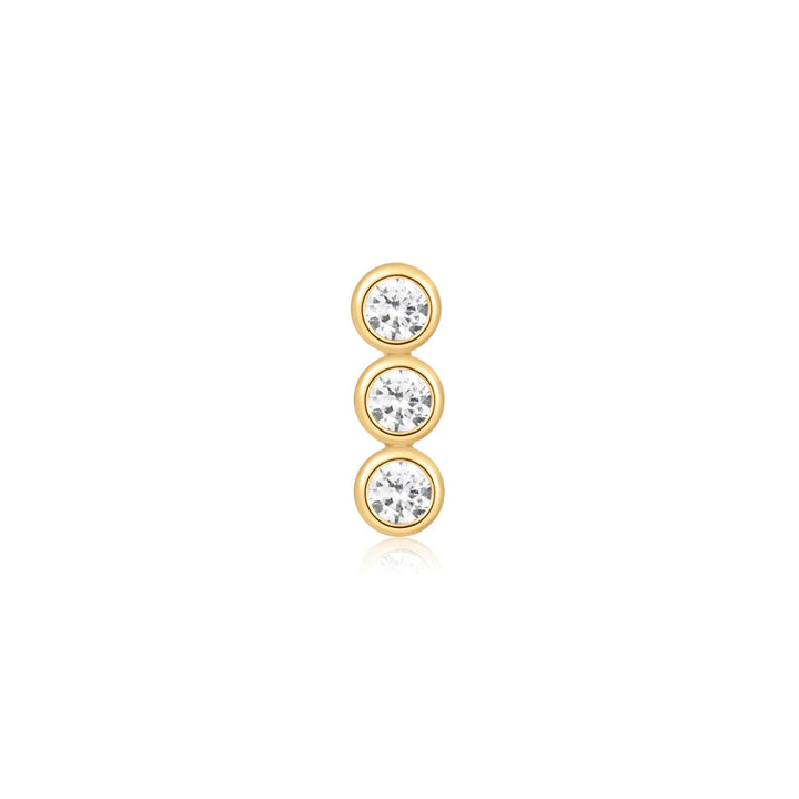 Gold Triple Stone Bezel Barbell Single Earring | The Jewellery Boutique Australia