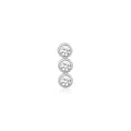 Silver Triple Stone Bezel Barbell Single Earring | The Jewellery Boutique Australia