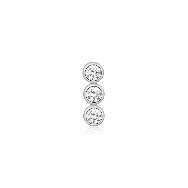 Silver Triple Stone Bezel Barbell Single Earring | The Jewellery Boutique Australia