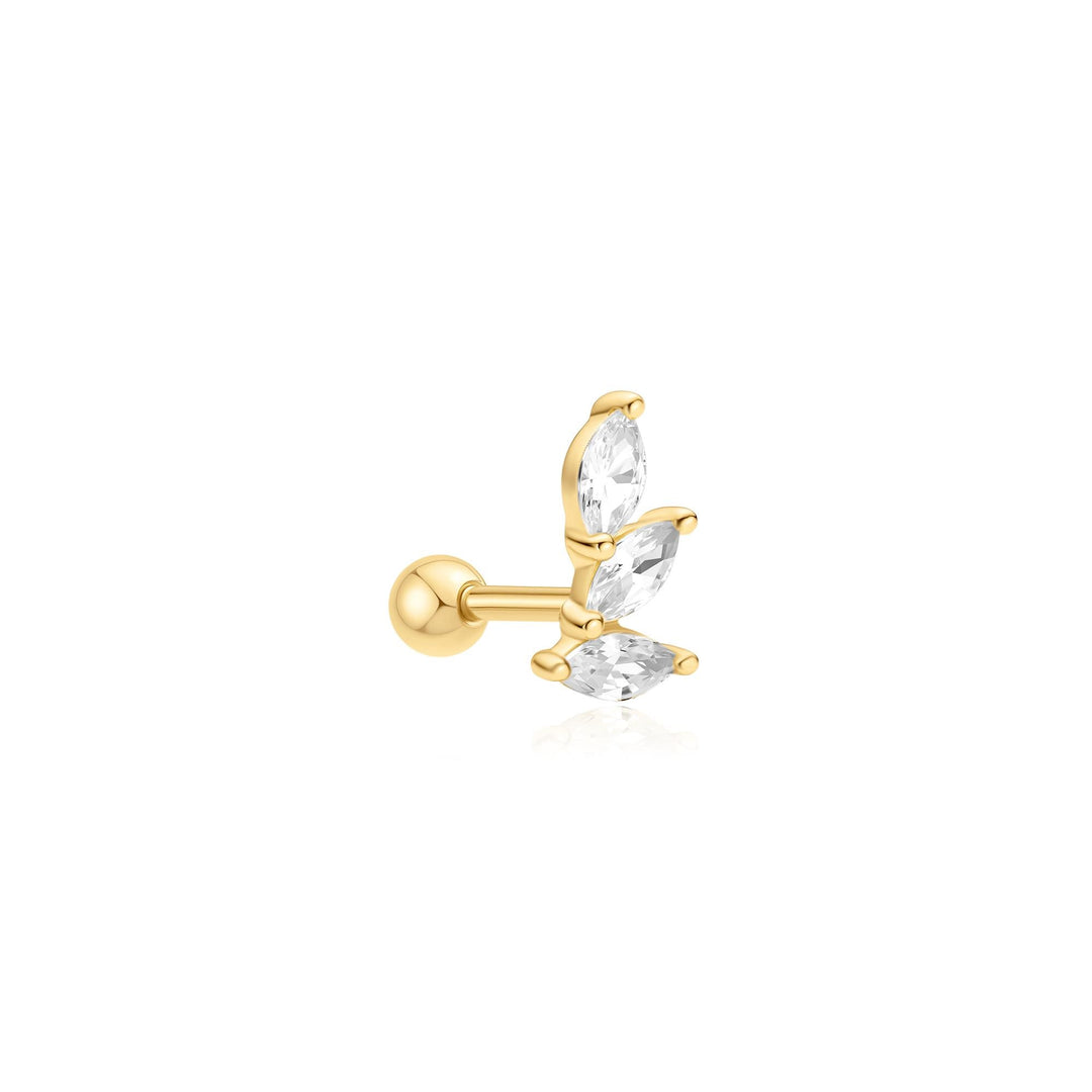 Gold Triple Marquise Barbell Single Earring | The Jewellery Boutique Australia