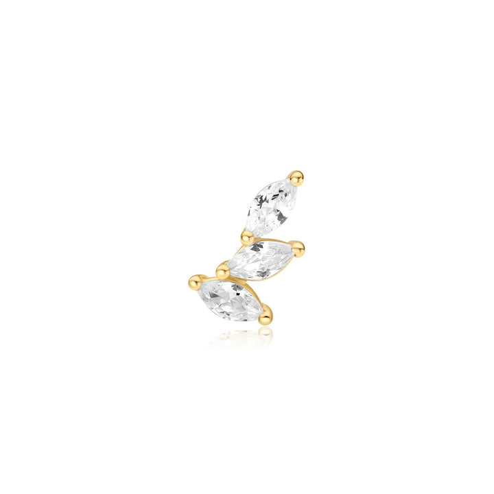 Gold Triple Marquise Barbell Single Earring | The Jewellery Boutique Australia