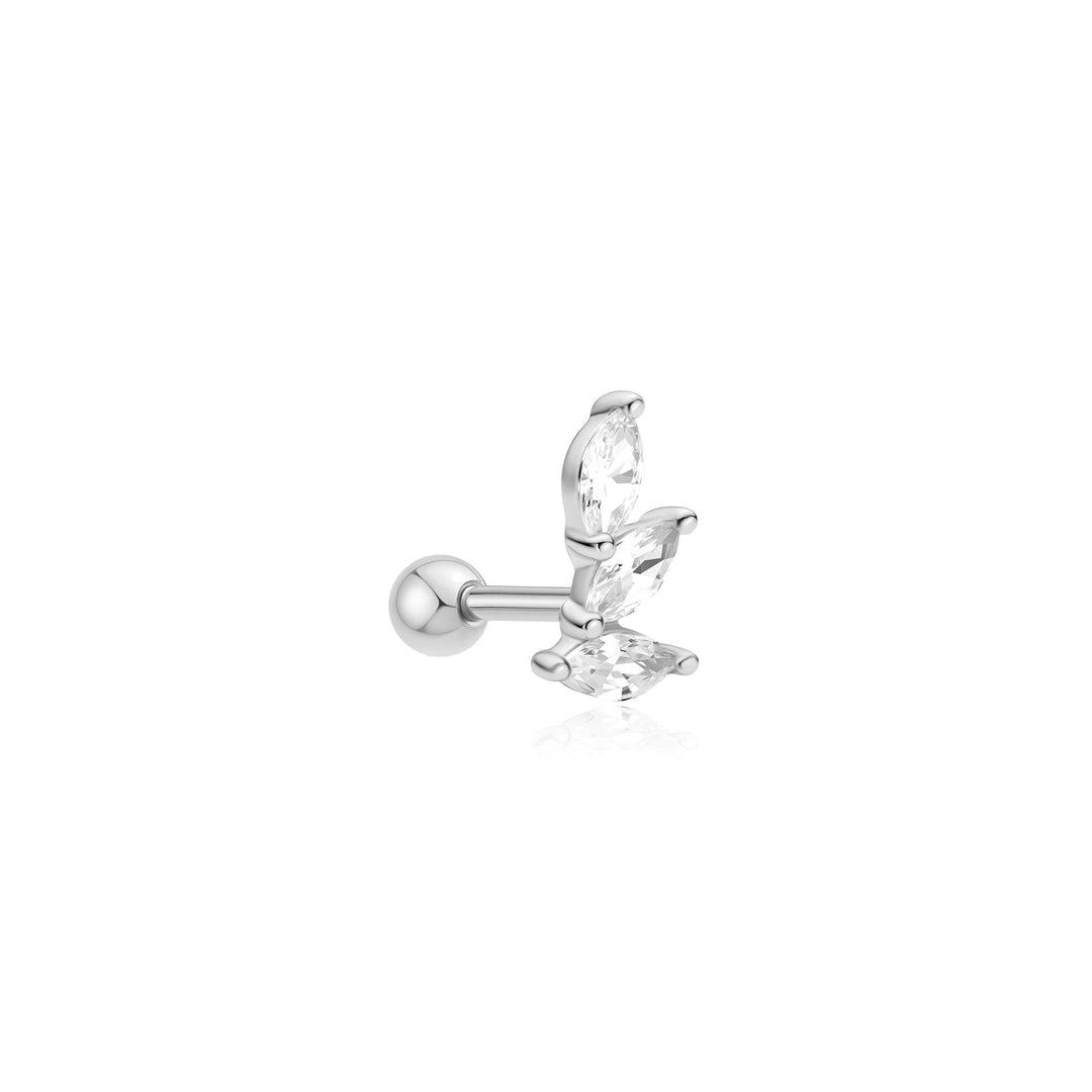 Silver Triple Marquise Barbell Single Earring | The Jewellery Boutique Australia