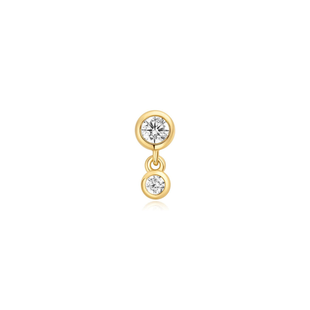Gold Bezel Dangle Barbell Single Earring | The Jewellery Boutique Australia