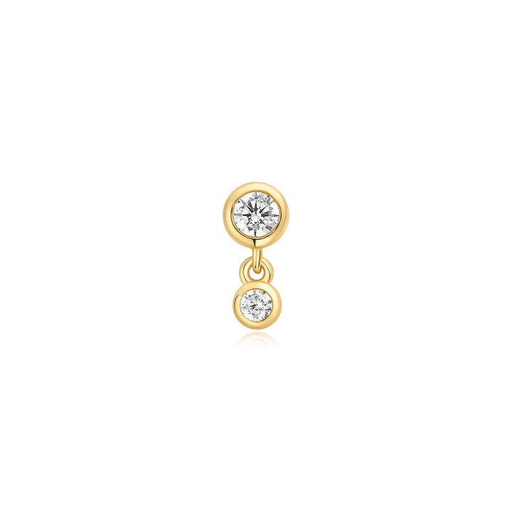 Gold Bezel Dangle Barbell Single Earring | The Jewellery Boutique Australia