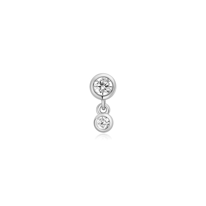 Silver Bezel Dangle Barbell Single Earring | The Jewellery Boutique Australia