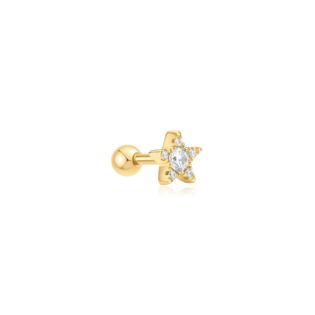 Gold Five-Point Star Barbell Single Earring | The Jewellery Boutique Australia