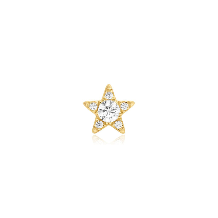 Gold Five-Point Star Barbell Single Earring | The Jewellery Boutique Australia
