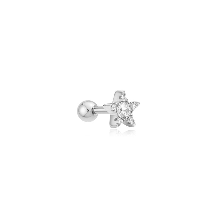 Silver Five-Point Star Barbell Single Earring | The Jewellery Boutique Australia