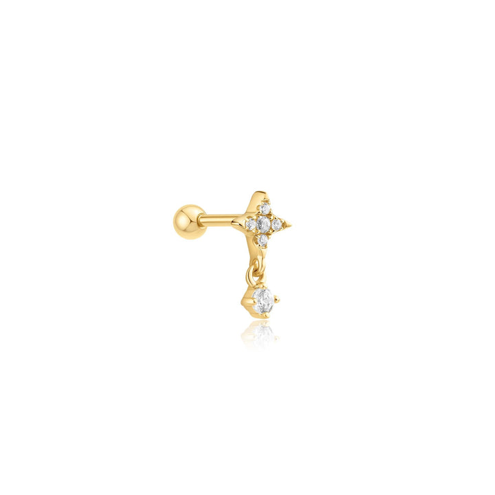 Gold Star Dangle Barbell Single Earring | The Jewellery Boutique Australia