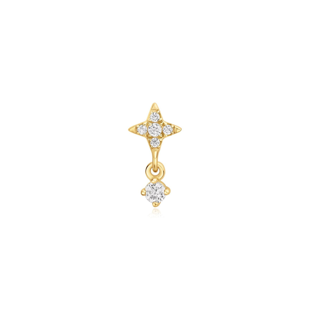 Gold Star Dangle Barbell Single Earring | The Jewellery Boutique Australia
