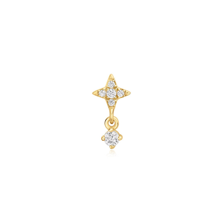 Gold Star Dangle Barbell Single Earring | The Jewellery Boutique Australia