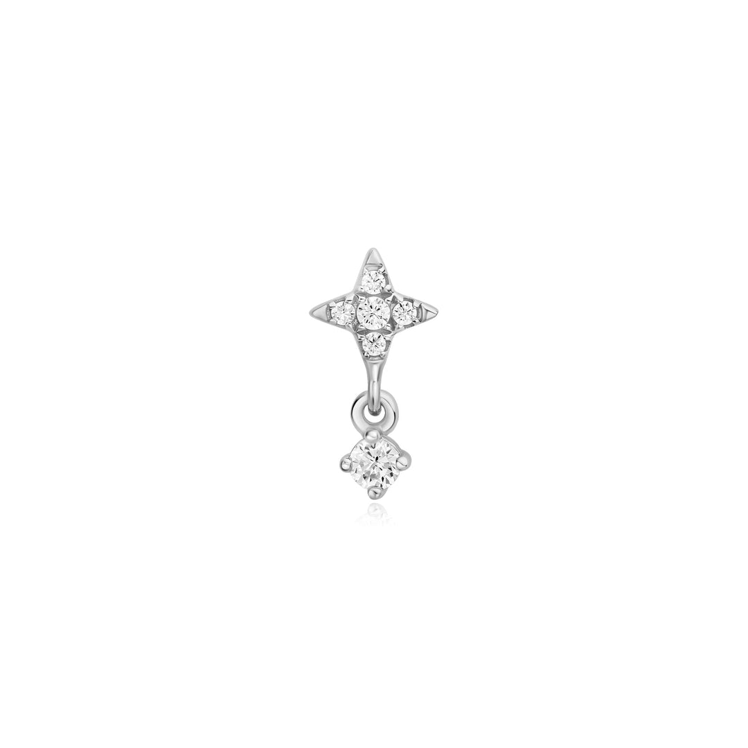 Silver Star Dangle Barbell Single Earring | The Jewellery Boutique Australia