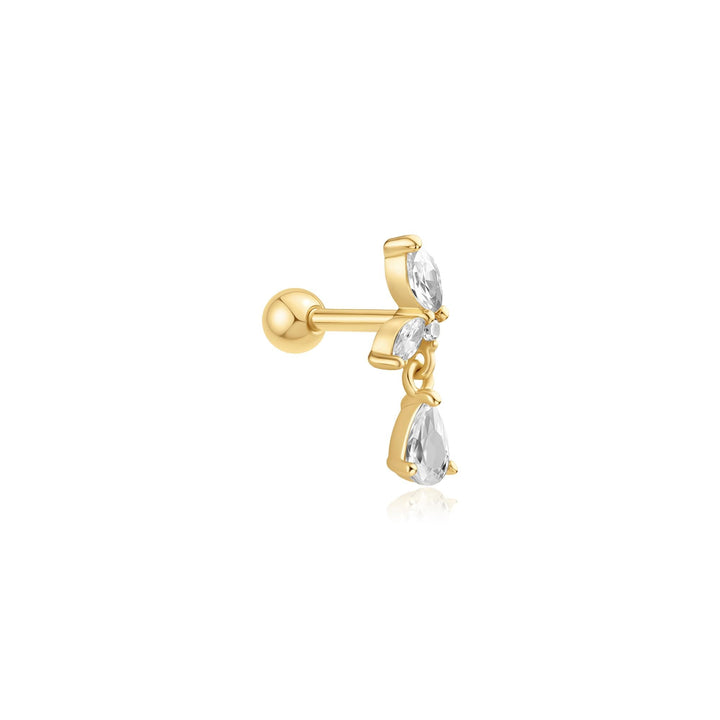 Gold Marquise Dangle Barbell Single Earring | The Jewellery Boutique Australia