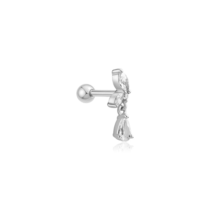 Silver Marquise Dangle Barbell Single Earring | The Jewellery Boutique Australia
