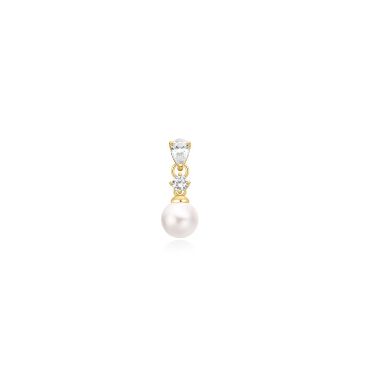 Gold Shell Pearl Dangling Barbell Single Earring | The Jewellery Boutique Australia