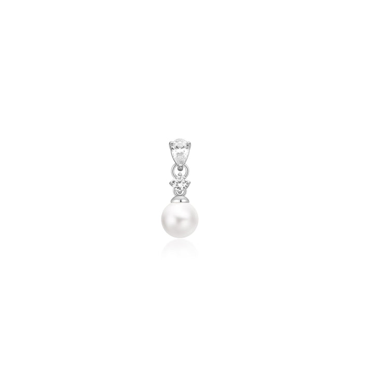 Silver Shell Pearl Dangling Barbell Single Earring | The Jewellery Boutique Australia