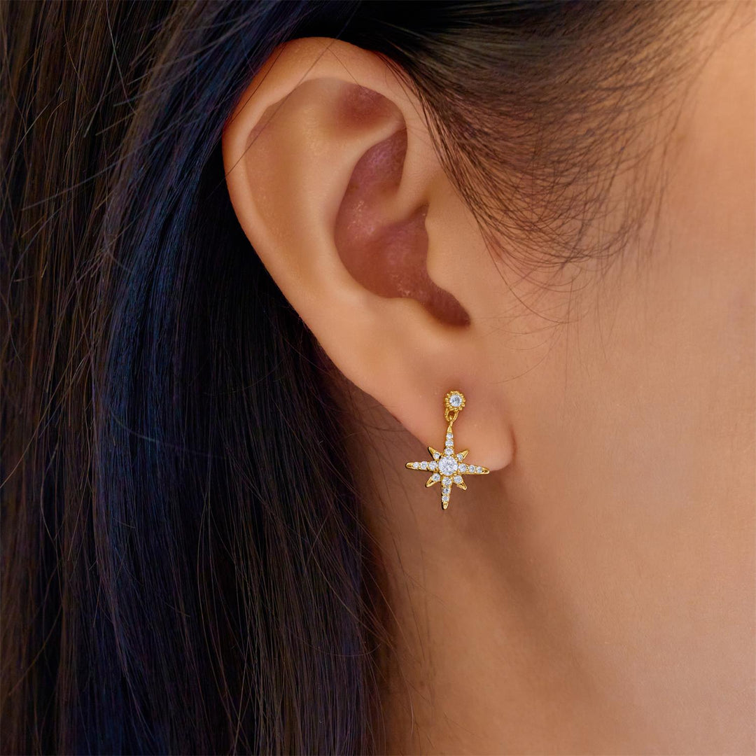 Gold Dangling Nova Star Stud Earrings | The Jewellery Boutique Australia