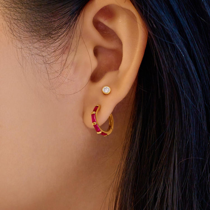 Crimson Huggie Hoop Earrings | The Jewellery Boutique Australia