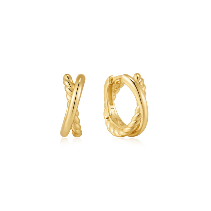 Ania Haie Gold Entwined Dual Huggie Hoop Earrings