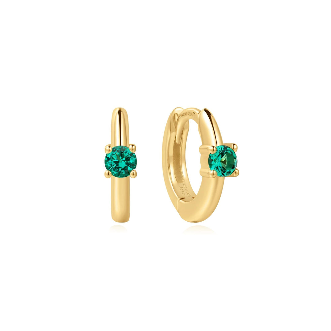 Ania Haie Gold Green Huggie Hoop Earrings