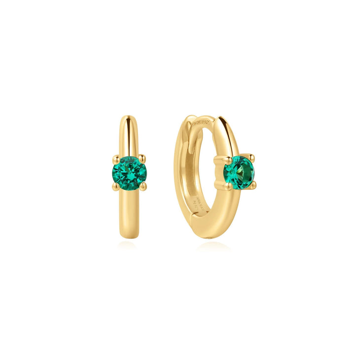 Ania Haie Gold Green Huggie Hoop Earrings