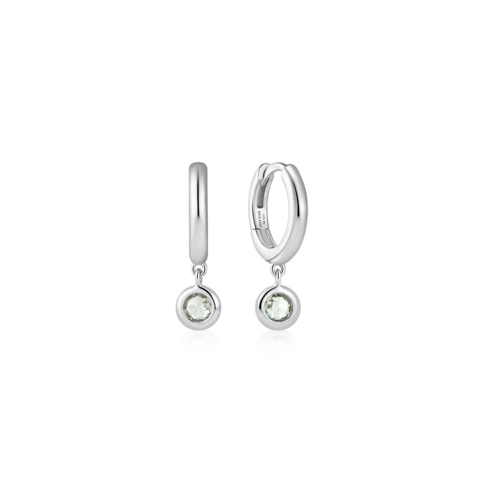 Ania Haie Silver Dangling Mint Green Huggie Hoop Earrings